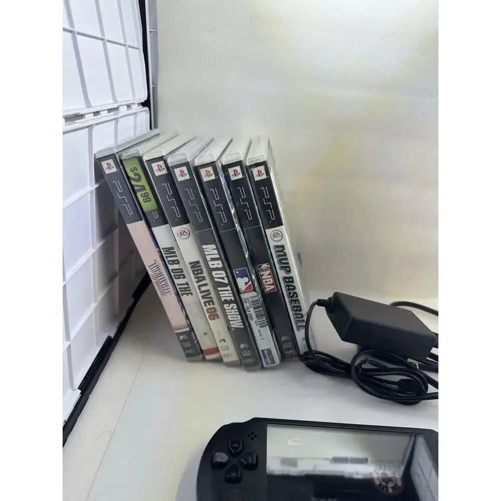 Sony PSP Street E1003 Console Tested Working w/ Charger & 7 Games Rare Gaming
